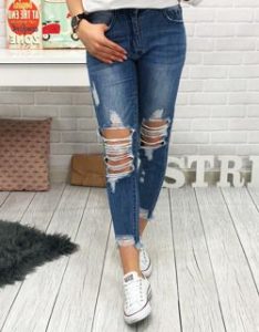 damskie jeansy z dziurami
